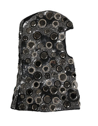 Dolce & Gabbana Black Wool Crystal Embellished Balaclava Women's Hat