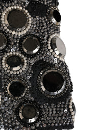 Dolce & Gabbana Black Wool Crystal Embellished Balaclava Women's Hat