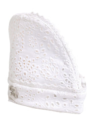 Dolce & Gabbana White Cotton Embroidered DG Crystal Headwear Women's Hat