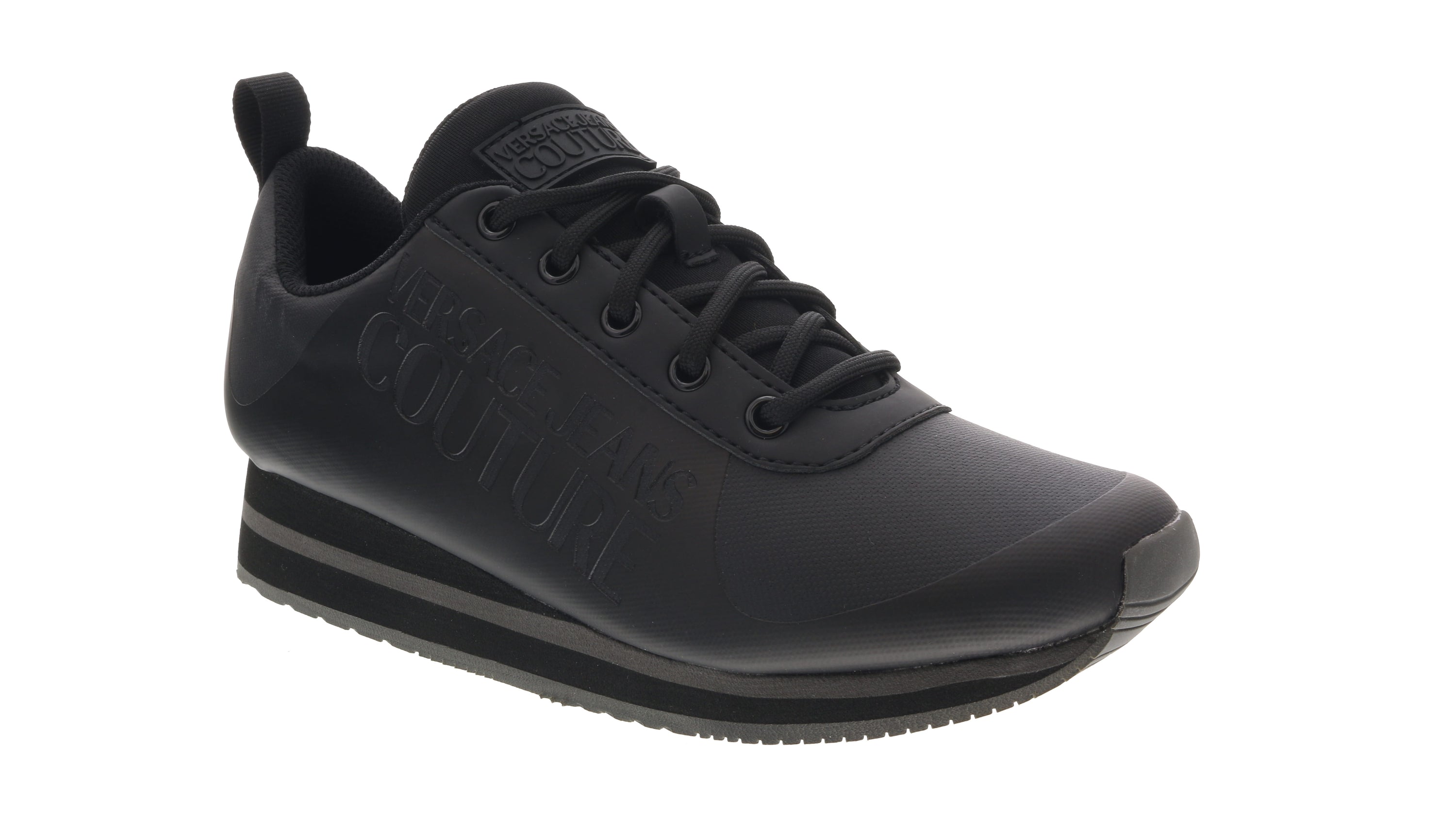 Versace Jeans Couture Black Signature Heel Sneakers