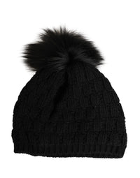 Dolce & Gabbana Black Acrylic Knitted Fur Winter Women's Beanie