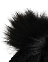 Dolce & Gabbana Black Acrylic Knitted Fur Winter Women's Beanie