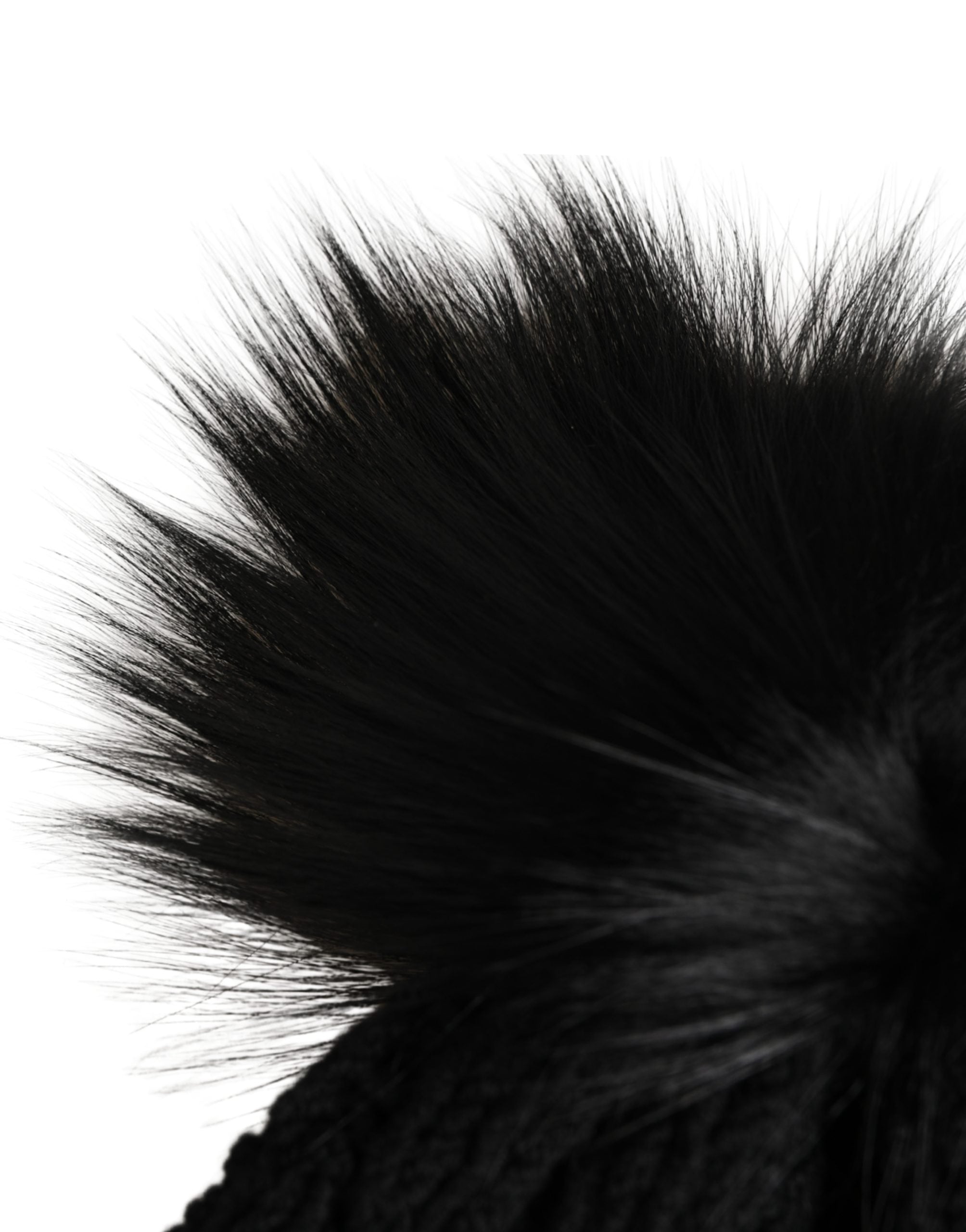 Dolce & Gabbana Black Acrylic Knitted Fur Winter Women's Beanie