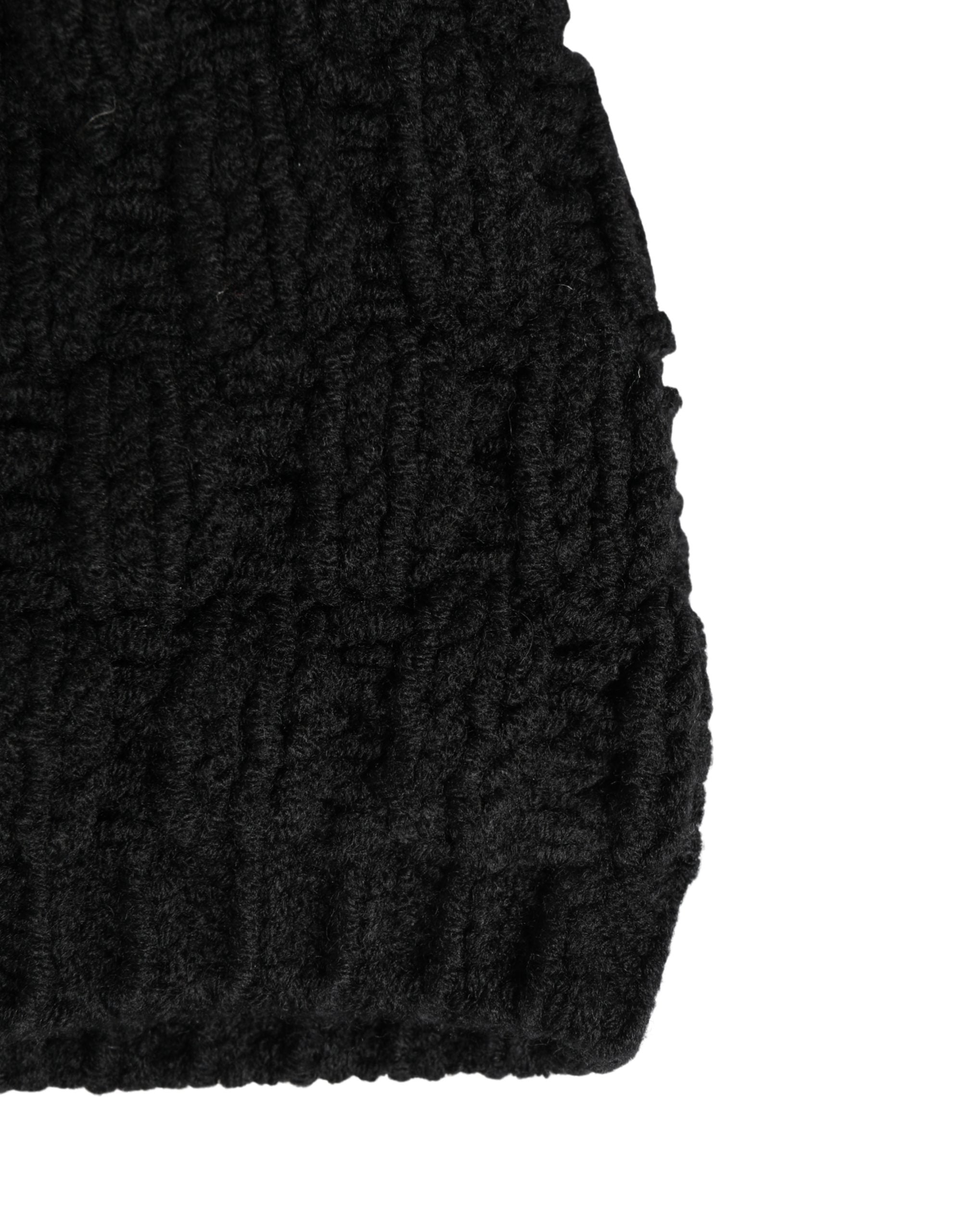 Dolce & Gabbana Black Acrylic Knitted Fur Winter Women's Beanie