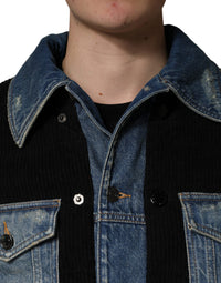 Dolce & Gabbana Black Blue Cotton Denim Blouson Men Men's Jacket