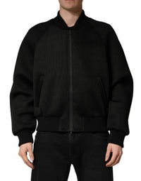Dolce & Gabbana Men Black Nylon Full Zip Bomber Men's Jacket