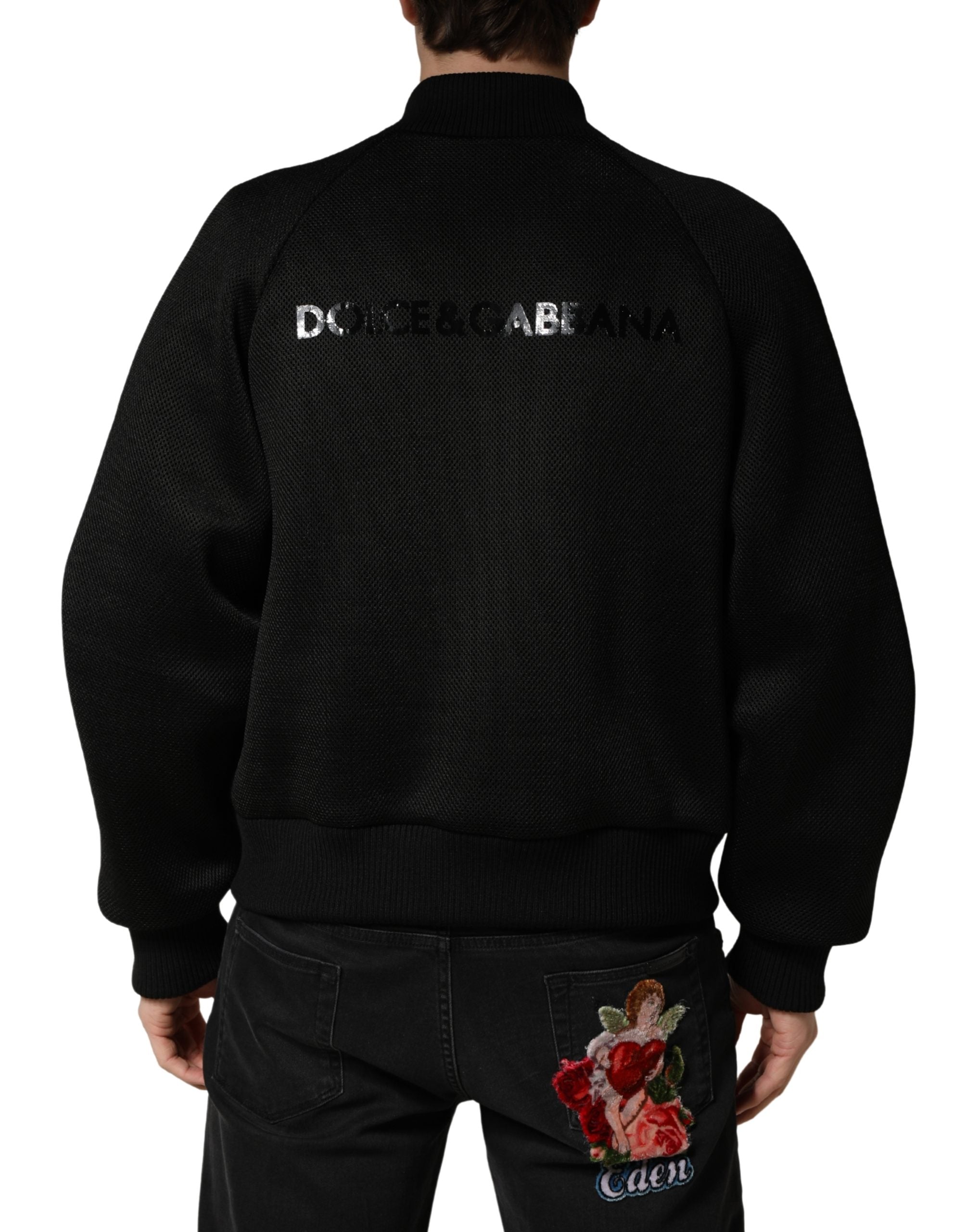 Dolce & Gabbana Men Black Nylon Full Zip Bomber Men's Jacket