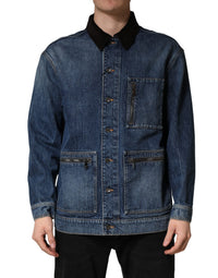 Dolce & Gabbana Black Blue Cotton Denim Blouson Men Men's Jacket