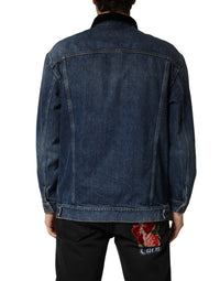 Dolce & Gabbana Black Blue Cotton Denim Blouson Men Men's Jacket