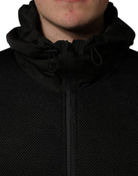 Dolce & Gabbana Men Black Hooded Full Zip Bomber Men's Jacket