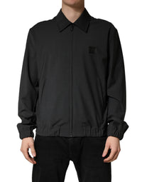 Dolce & Gabbana Black Wool Logo Full Zip Men Bomber Men's Jacket