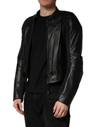 Dolce & Gabbana Black Nylon Full Zip Men Biker Coat Men's Jacket