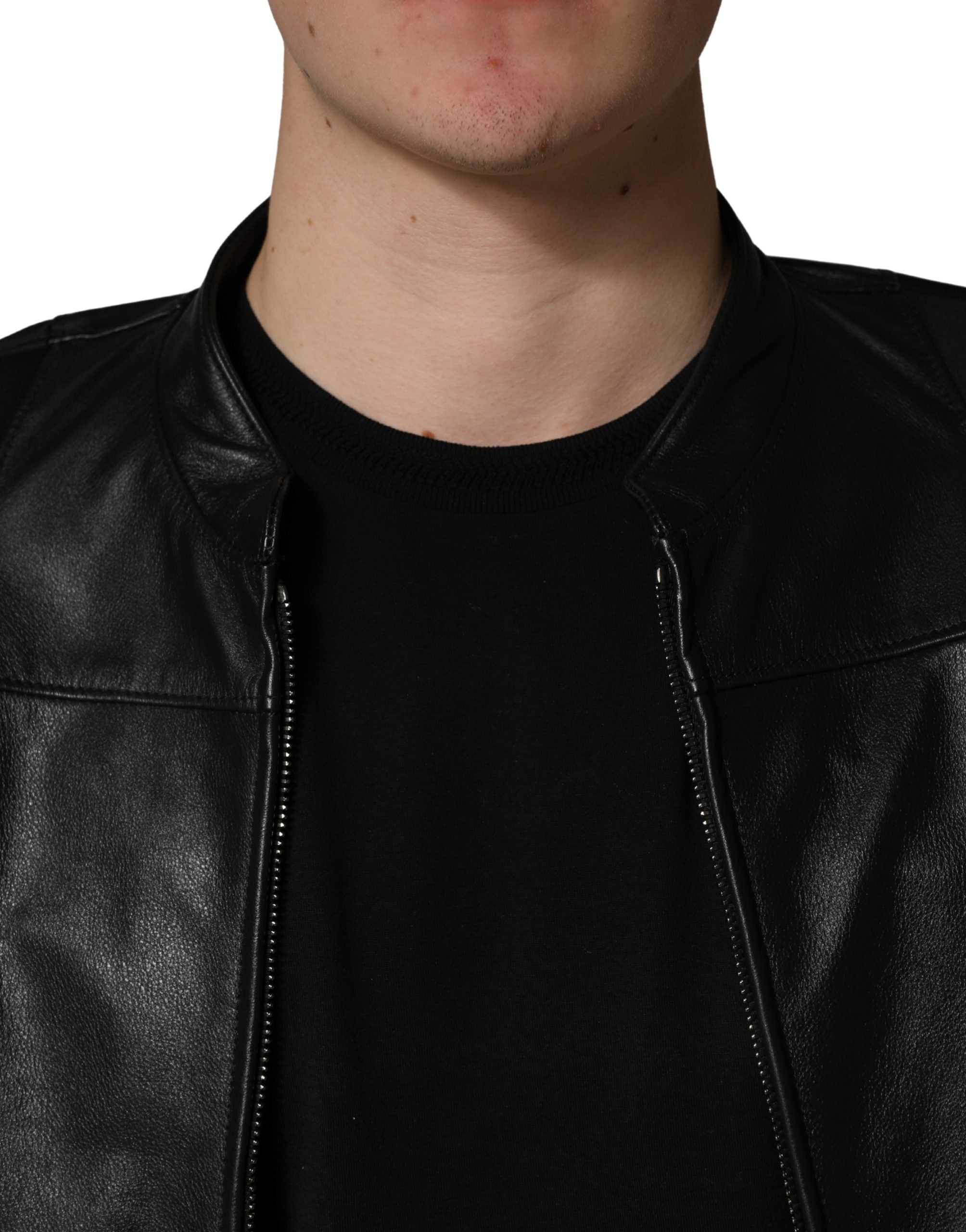 Dolce & Gabbana Black Nylon Full Zip Men Biker Coat Men's Jacket