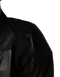 Dolce & Gabbana Black Nylon Full Zip Men Biker Coat Men's Jacket