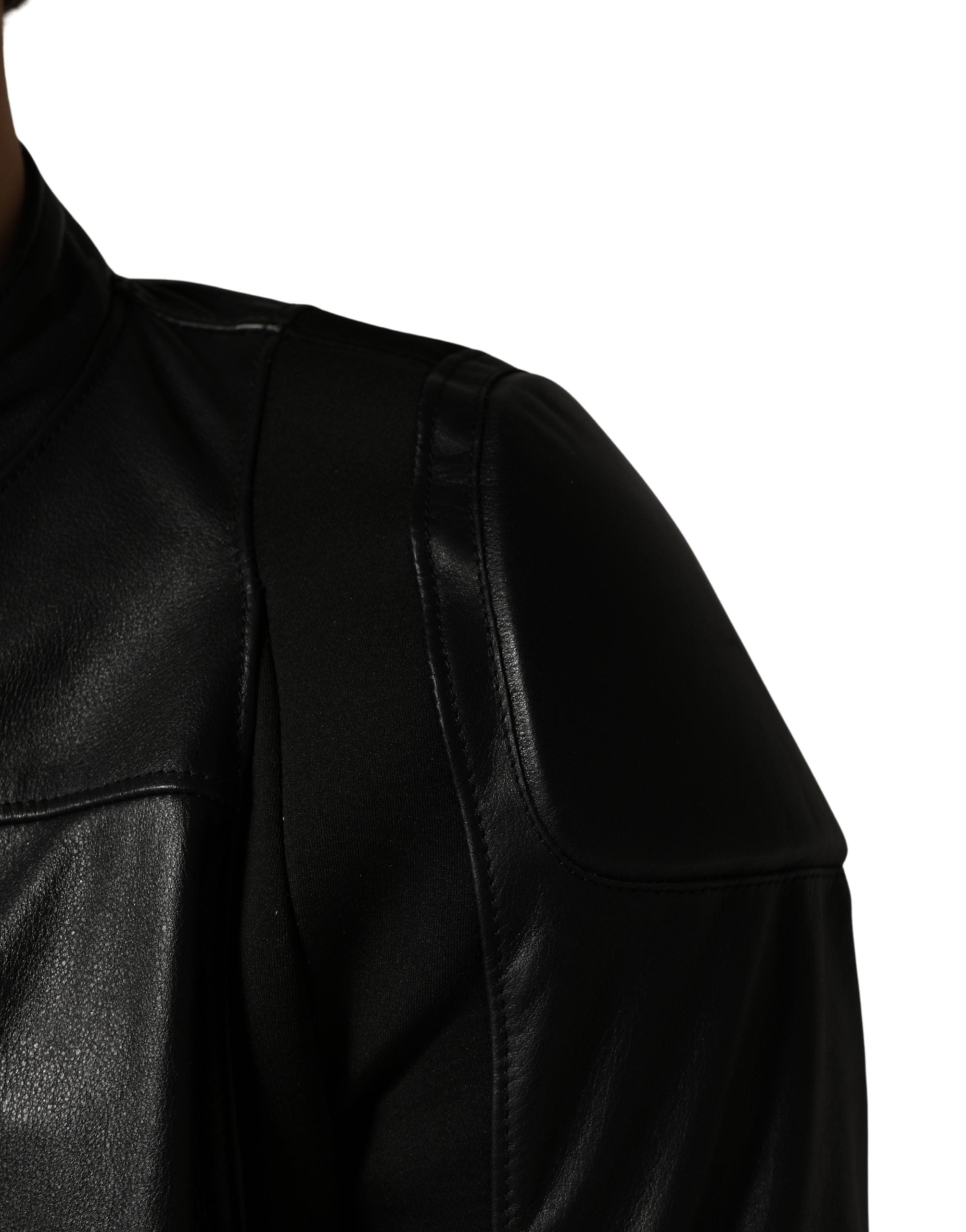 Dolce & Gabbana Black Nylon Full Zip Men Biker Coat Men's Jacket
