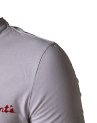 President's White Logo Embroidery Cotton Men Crew Neck Men's T-shirt