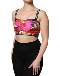 Dolce & Gabbana Multicolor Silk Cropped Bustier Corset Women's Top