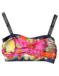 Dolce & Gabbana Multicolor Silk Cropped Bustier Corset Women's Top