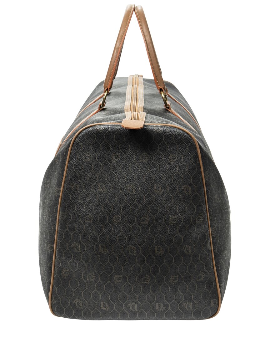 Dior Dior Grey & Brown Honeycomb Coated Canvas Large Travel Boston (Authentic Pre-