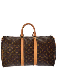 Louis Vuitton Louis Vuitton Brown Monogram Coated Canvas Keepall 45 Mss (Authentic Pre-Loved)