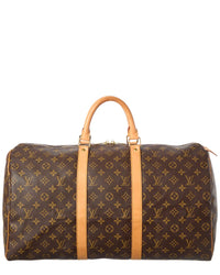 Louis Vuitton Louis Vuitton Brown Monogram Coated Canvas Keepall 50 (Authentic Pre-Loved)