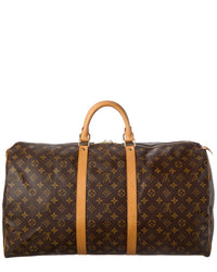 Louis Vuitton Louis Vuitton Brown Monogram Coated Canvas Keepall 55 (Authentic Pre-Loved)