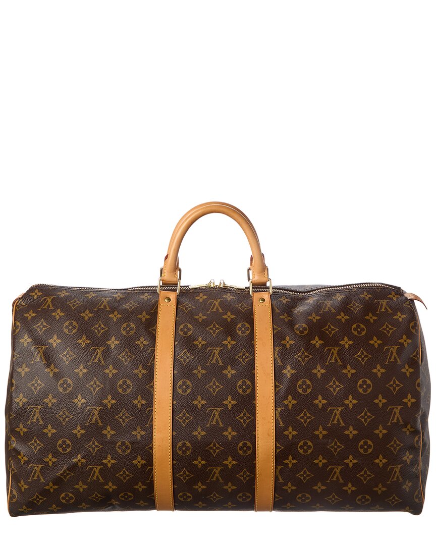 Louis Vuitton Louis Vuitton Brown Monogram Coated Canvas Keepall 55 (Authentic Pre-Loved)