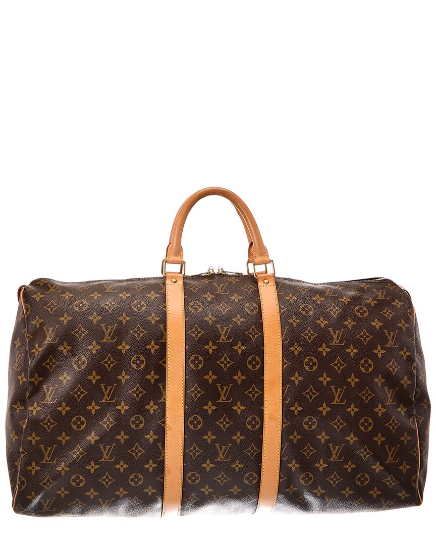 Louis Vuitton Brown Monogram Coated Canvas Keepall 55 (Authentic Pre-Loved)
