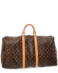 Louis Vuitton Brown Monogram Coated Canvas Keepall 55 (Authentic Pre-Loved)