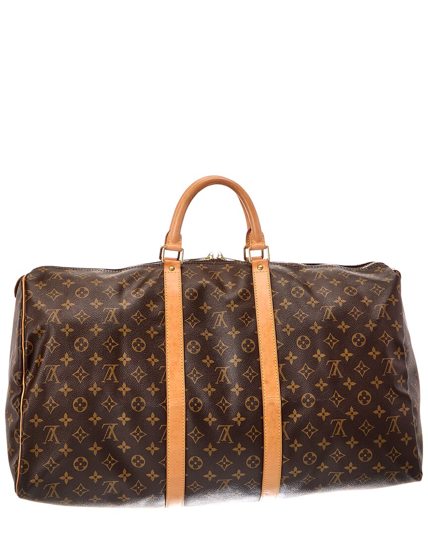 Louis Vuitton Brown Monogram Coated Canvas Keepall 55 (Authentic Pre-Loved)