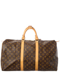 Louis Vuitton Louis Vuitton Brown Monogram Coated Canvas Keepall 50 (Authentic Pre-Loved)