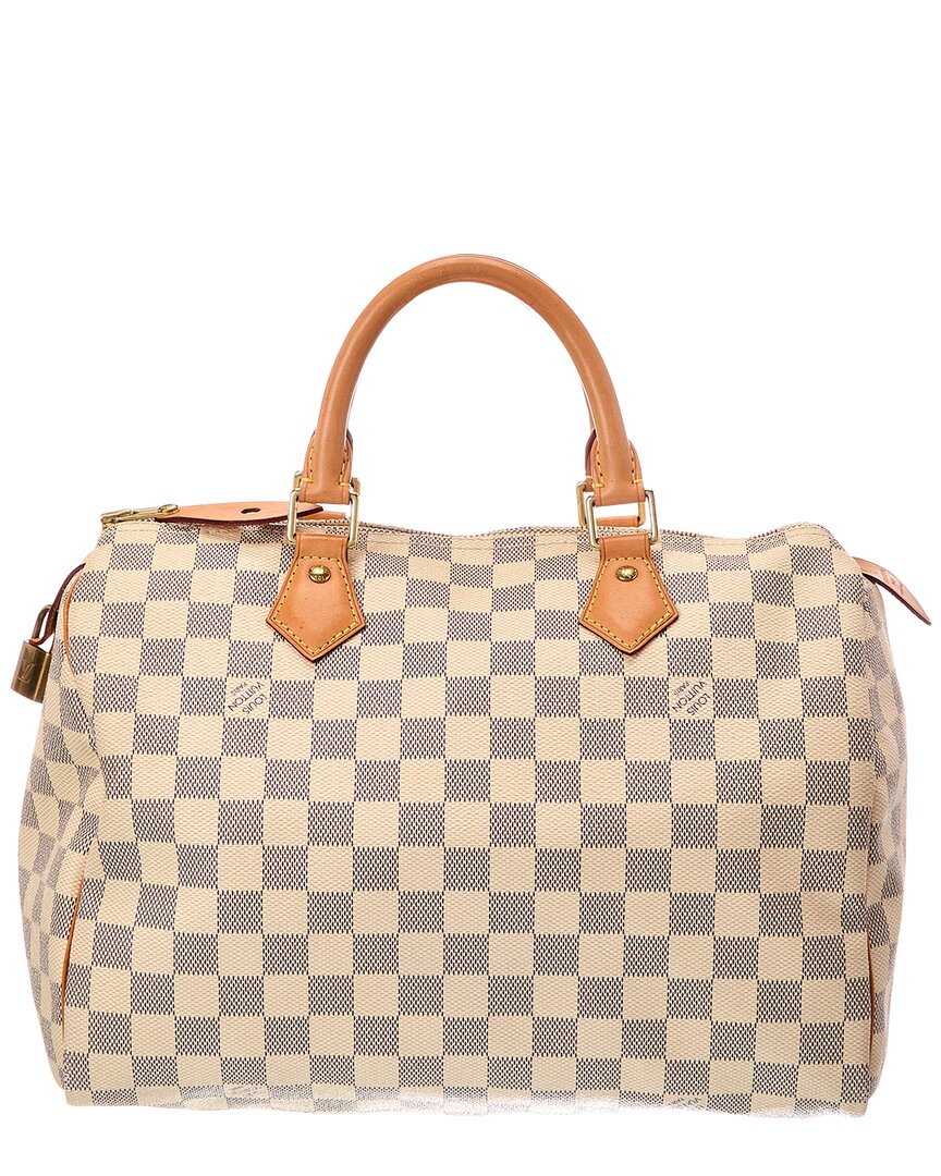 Louis Vuitton White Damier Azur Coated Canvas Speedy 30 (Authentic Pre-Loved)