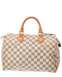 Louis Vuitton White Damier Azur Coated Canvas Speedy 30 (Authentic Pre-Loved)