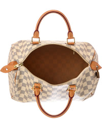 Louis Vuitton White Damier Azur Coated Canvas Speedy 30 (Authentic Pre-Loved)