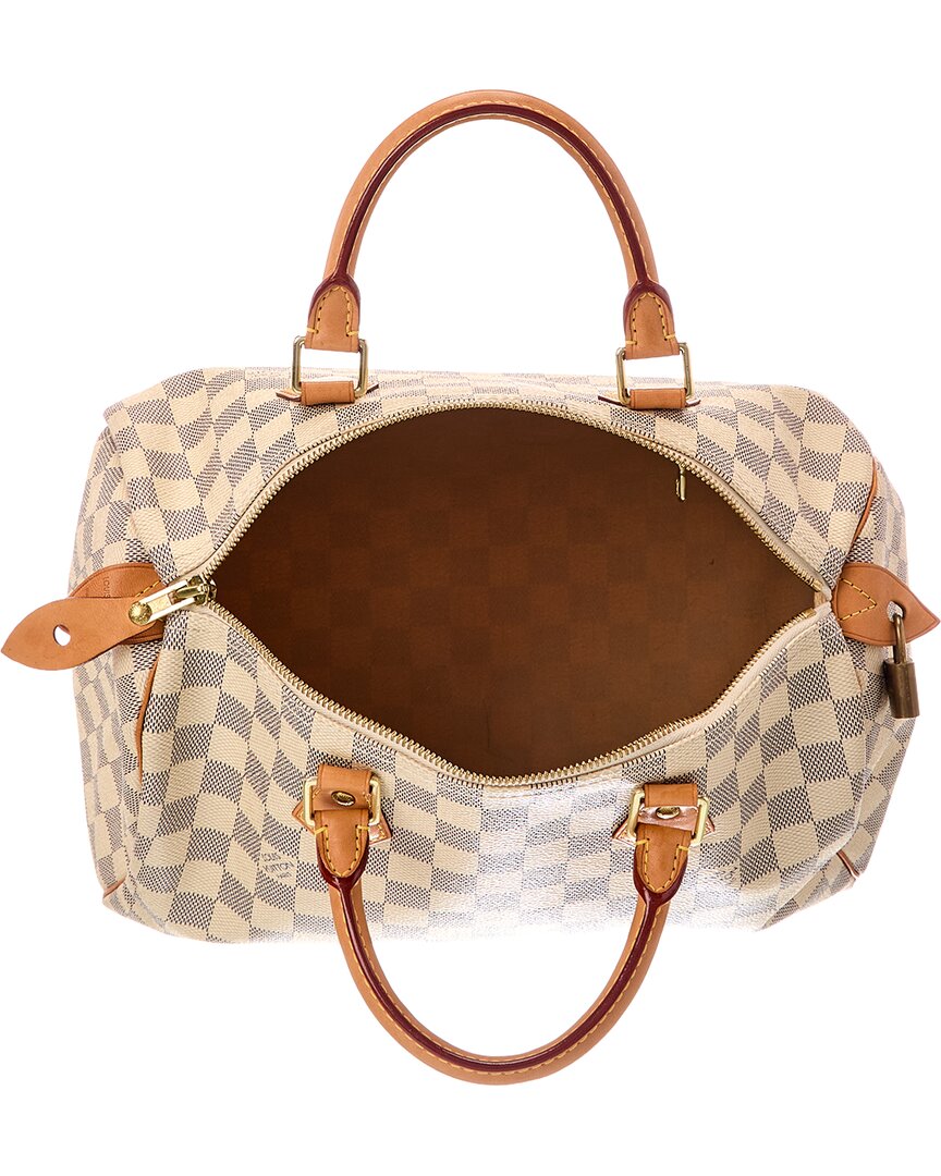 Louis Vuitton White Damier Azur Coated Canvas Speedy 30 (Authentic Pre-Loved)
