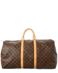Louis Vuitton Louis Vuitton Brown Monogram Coated Canvas Keepall 55 (Authentic Pre-Loved)