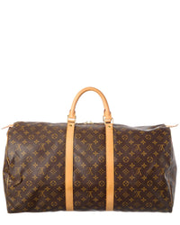 Louis Vuitton Louis Vuitton Brown Monogram Coated Canvas Keepall 55 (Authentic Pre-Loved)