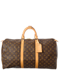 Louis Vuitton Louis Vuitton Brown Monogram Coated Canvas Keepall 50 (Authentic Pre-Loved)