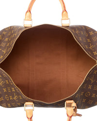 Louis Vuitton Louis Vuitton Brown Monogram Coated Canvas Keepall 50 (Authentic Pre-Loved)