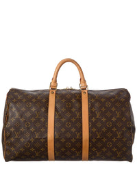 Louis Vuitton Louis Vuitton Brown Monogram Coated Canvas Keepall 50 (Authentic Pre-Loved)