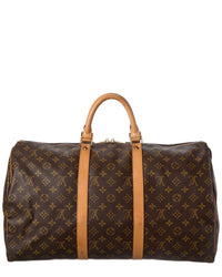 Louis Vuitton Louis Vuitton Brown Monogram Coated Canvas Keepall 50 (Authentic Pre-Loved)
