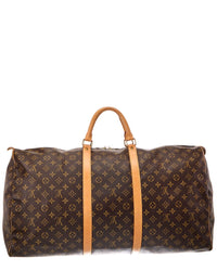 Louis Vuitton Louis Vuitton Brown Monogram Coated Canvas Keepall 60 (Authentic Pre-Loved)