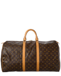 Louis Vuitton Louis Vuitton Brown Monogram Coated Canvas Keepall 55 (Authentic Pre-Loved)