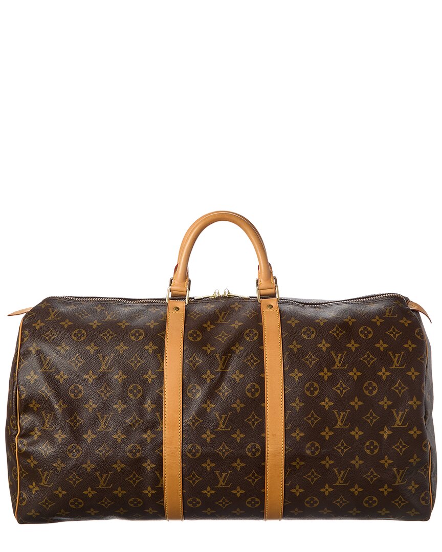 Louis Vuitton Louis Vuitton Brown Monogram Coated Canvas Keepall 55 (Authentic Pre-Loved)