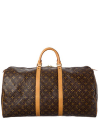 Louis Vuitton Louis Vuitton Brown Monogram Coated Canvas Keepall 55 (Authentic Pre-Loved)
