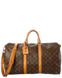 Louis Vuitton Louis Vuitton Brown Monogram Coated Canvas Keepall Bandouliere 50 (Authentic