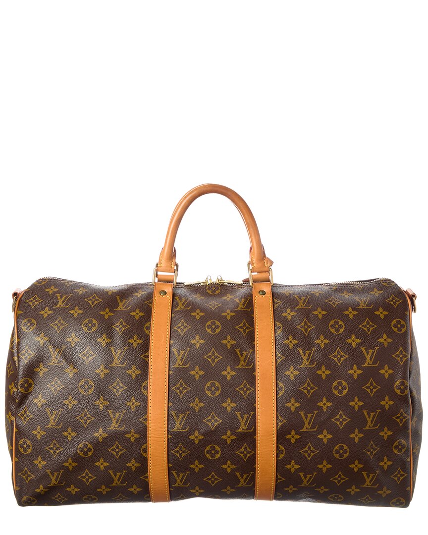 Louis Vuitton Louis Vuitton Brown Monogram Coated Canvas Keepall Bandouliere 50 (Authentic
