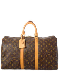Louis Vuitton Louis Vuitton Brown Monogram Coated Canvas Keepall 45 (Authentic Pre-Loved)