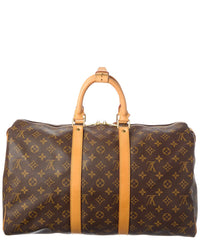 Louis Vuitton Louis Vuitton Brown Monogram Coated Canvas Keepall 45 (Authentic Pre-Loved)
