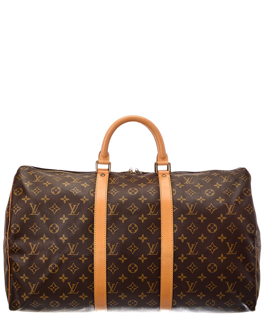 Louis Vuitton Louis Vuitton Brown Monogram Coated Canvas Keepall 50 (Authentic Pre-Loved)